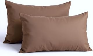 HOSUR Pillowcases 50 70 Large, Set of 2, Peach Skin Treatment, Envelope Type, Pillow Cover, Durable High Density Fabric, Skin Friendly, Easy to Put On and Take Off, Antibacterial, Odor Resistant, Moisture Wicking, Quick Drying (19.7 x 27.6 inches (50 x 70 cm), Coffee)
