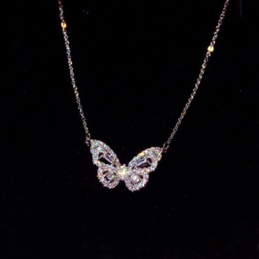 Elegant Butterfly Pendant Necklace for Women Cubic Zirconia Jewelry