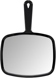 PROTECLE Hand Mirror,9.3" L x 6.7" W Barber Mirror, Black | Handheld Mirror,Hangable, Distortion-Free, Salon Supplies, Hand Mirror for Men and Women, Shaving, Makeup