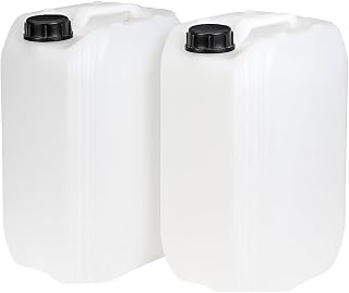 2 X 25L Water Container – Heavy Duty Stackable Jerry Can with DIN 61 Cap | Camping Water Carrier | Plastic Water Storage Tank | Ideal for Outdoor, Emergency, and Industrial Use