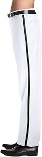 Men's Tuxedo Pants Tux Pant Flat Front Satin Band Stripe Solid Colors