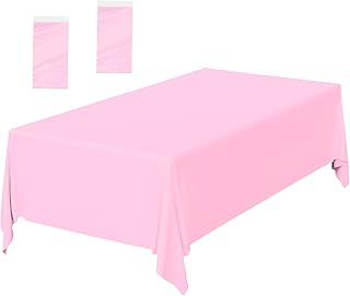 2 Pack Light Pink Plastic Tablecloth Disposable Table Covers Pink Rectangle Tablecloths for Birthday Baby Shower Wedding Gender Reveal Party Rectangular Table Cloth Disposable