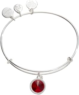 Alex and Ani Birthstones Expandable Bangle for Women, Birthday Crystal Charms, Shiny Finish, 2 to 3.5 in