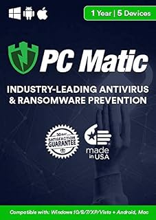 PC Matic | Antivirus & Ransomware Protection | 5 Devices | 1 Year | PC, Mac, Android [Download] [PC/Mac Online Code]