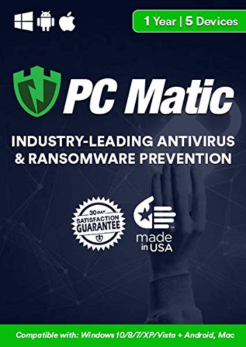 PC Matic | Antivirus & Ransomware Protection | 5 Devices | 1 Year | PC, Mac, And
