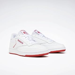 Reebok Women's Club C 85 Classic Lace Up Sneakers, White/Flash Red, 3.5 UK