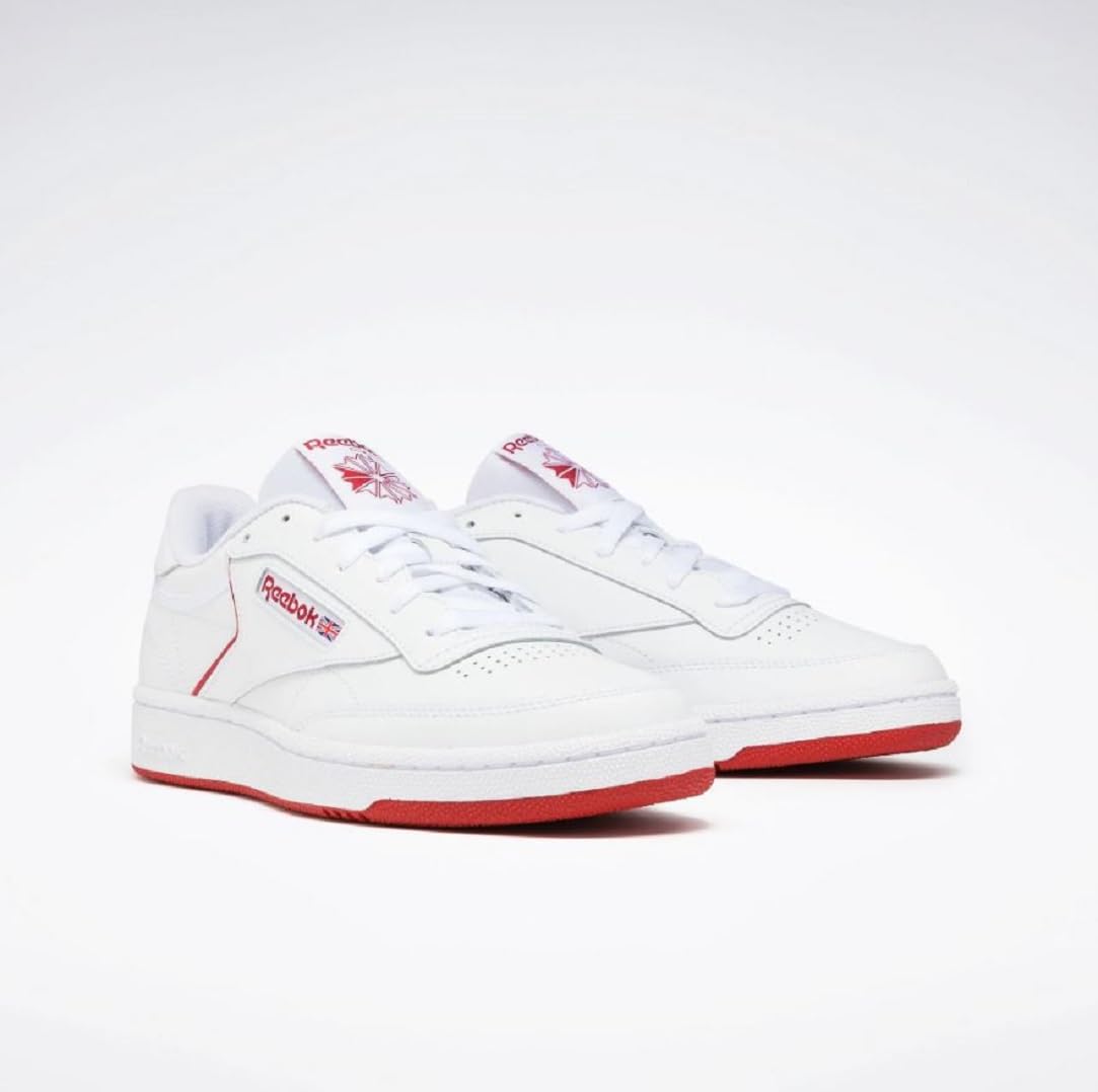 Reebok Women's Club C 85 Classic Lace Up Sneakers, White/Flash Red, 3.5 UK