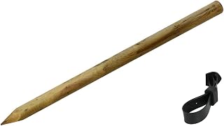 Wooden Tree Support Stake + 45cm Soft Buckle Tie - Long Life Treated Fence Post (1.5m Long x 50mm Diameter)