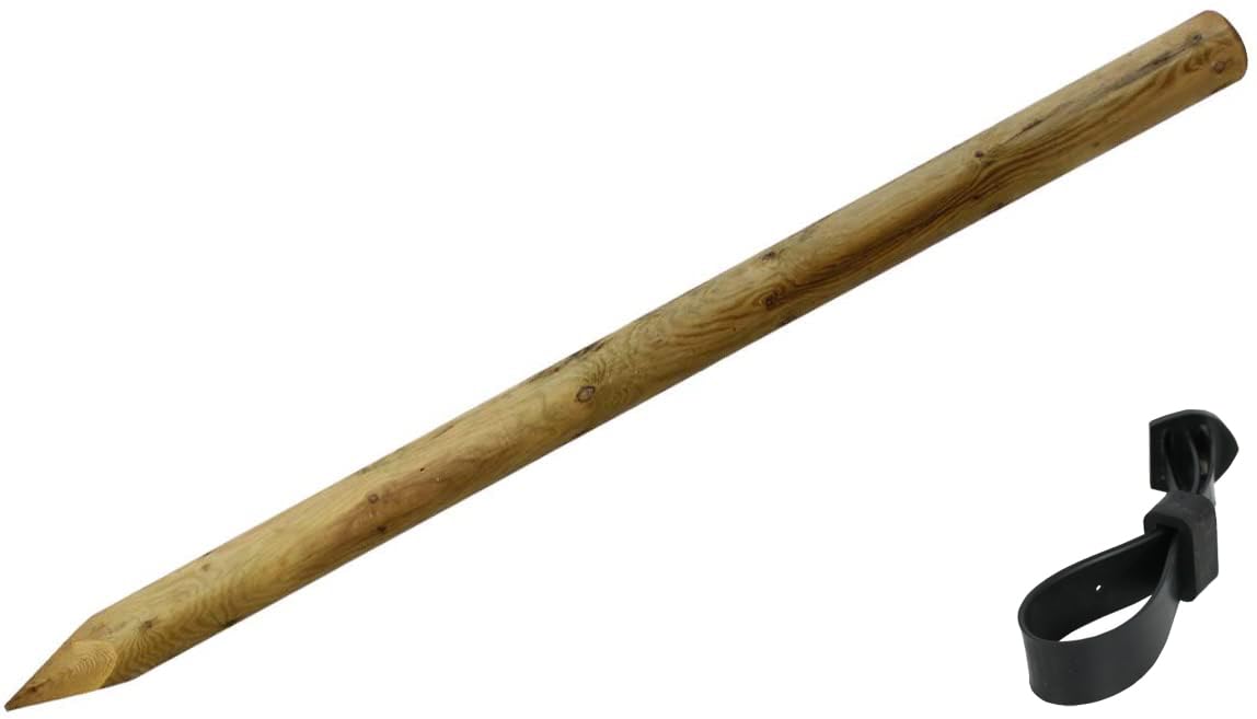 Wooden Tree Support Stake + 45cm Soft Buckle Tie - Long Life Treated Fence Post 