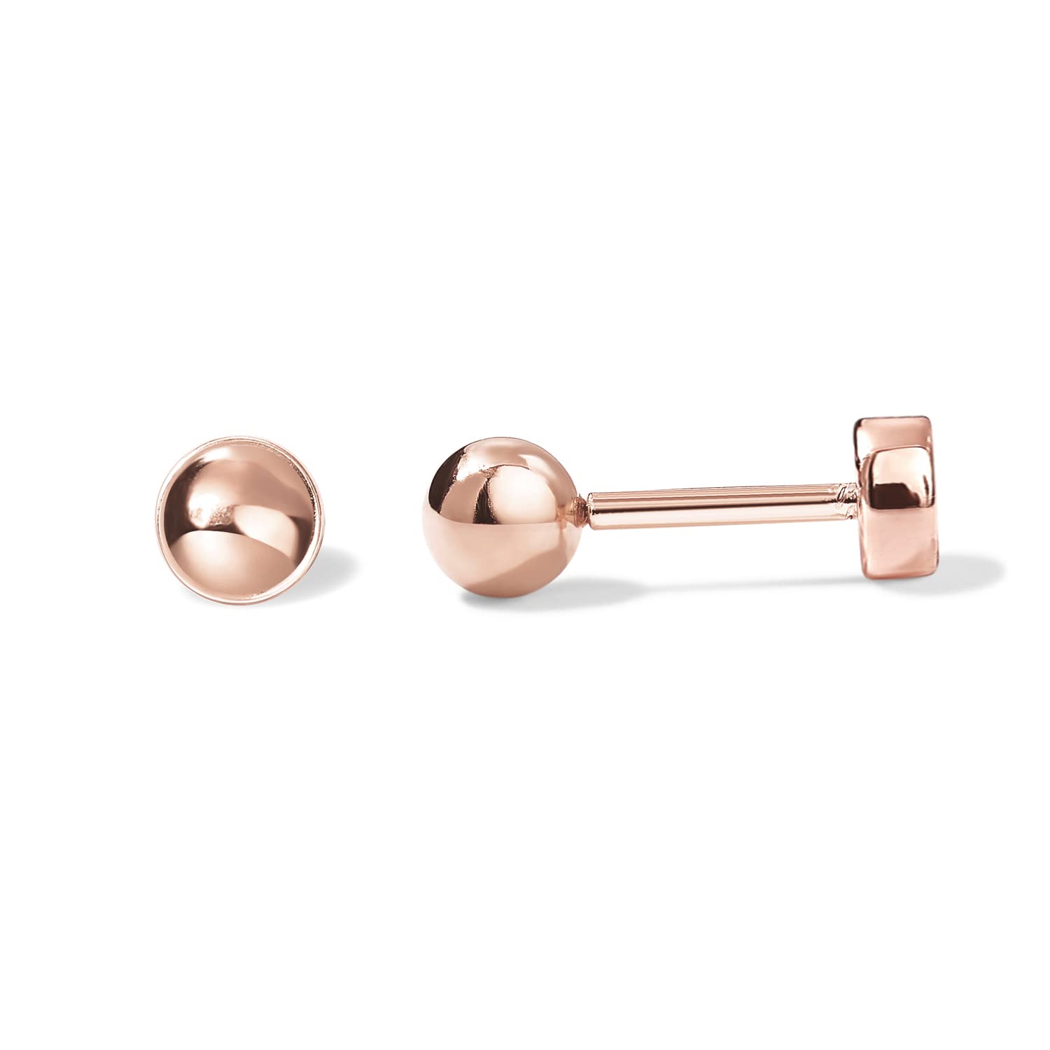 PAVOI 14K Gold Plated Ball Flatback Earrings for Women, Cartilage Stud