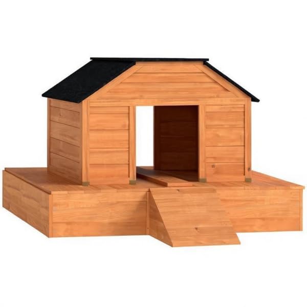 Wooden Duck House with Platform & Ramp, 168 x 110 x 71.4 cm | Fir Wood Construct