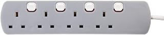 PRO ELEC PELB1768 4 Gang Individually Switched Extension Lead 10m, Grey, 4 Socket