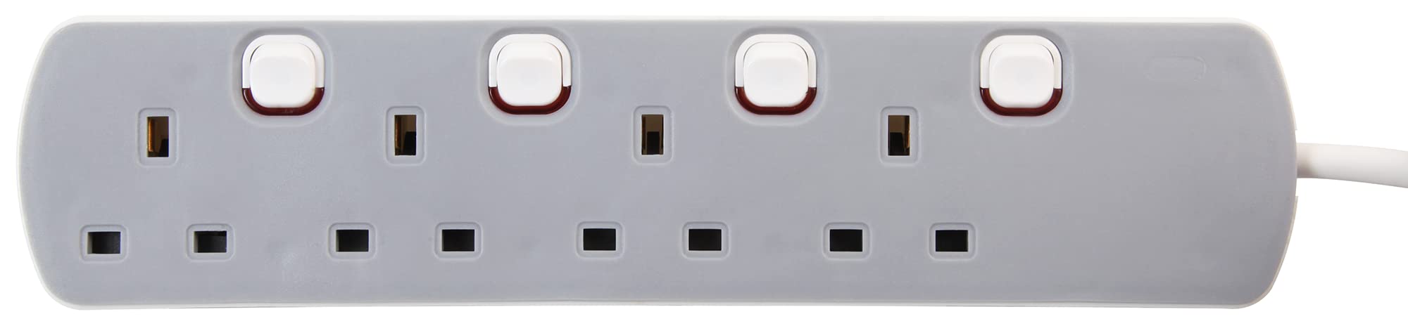 PRO ELEC PELB1768 4 Gang Individually Switched Extension Lead 10m, Grey, 4 Socke