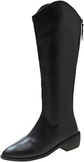 Ulalaza Women's Boots Western Cowboy Boots Mid Calf Cowgirl Boots Block Chunky Heel Embroidered Floral Mid Heel Casual Boots High Pointed Toe Boot Dress Boots Knee High Square Toe Short Booties