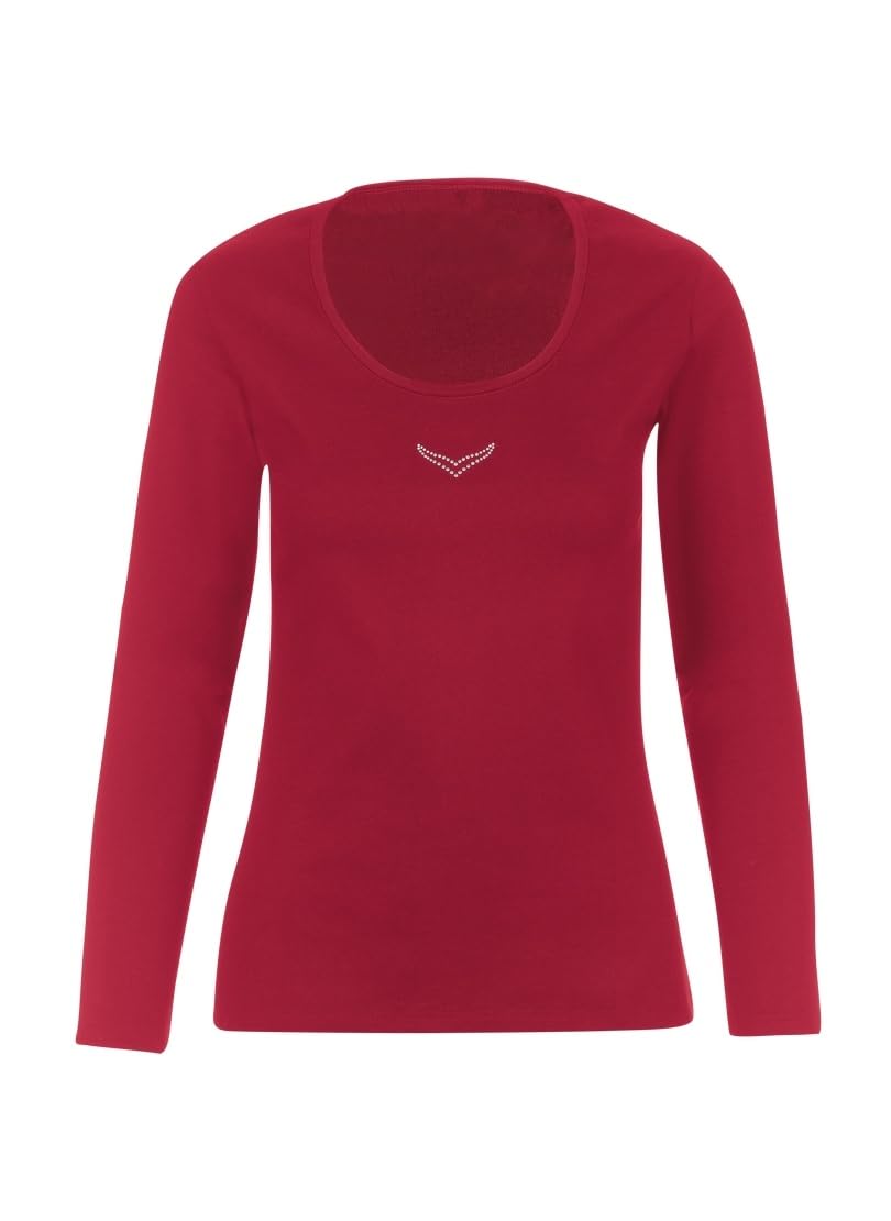 Trigema Long Sleeve Shirt with Crystal Stones