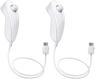 Wii Nunchuck Controller White [2 Pack] (Renewed)