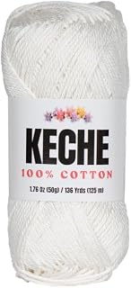 Cotton Yarn - 100% Cotton Yarn for Crocheting and Knitting, Mercerized Cotton Amigurumi Yarn Fine-Sport 2 1.76 oz (50g) / 136 Yrds (125 m) White
