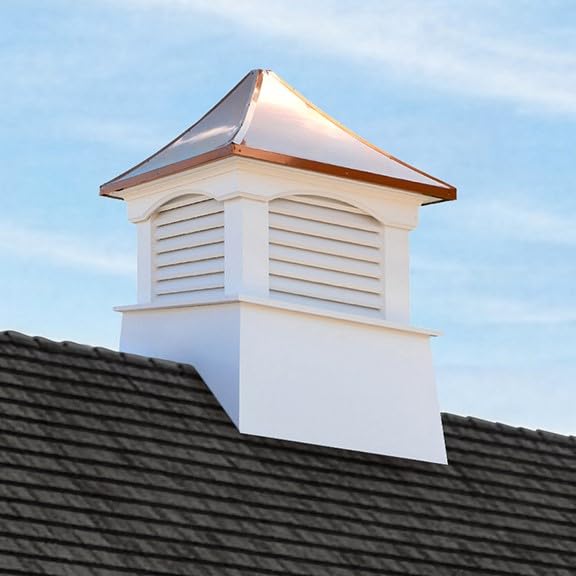 Good Directions Cambridge Cupola, 18" x 18" x 23", White PVC Vinyl with Copper R