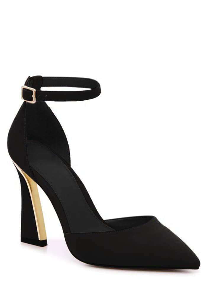 Womens Pumps Point Closed Toe High Heels Ankle Strap Heeled Sandals