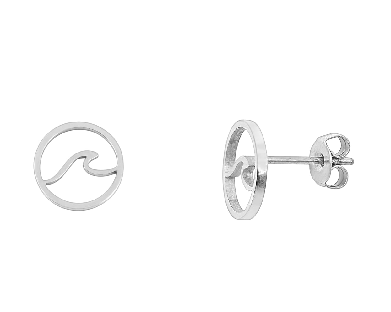 Nuoli Wave Earrings (Diameter 10 mm) for Women Girls Stainless Steel