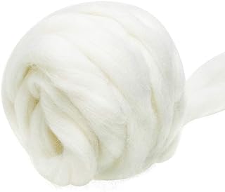 3.53oz Needle Felting Wool Roving for Needle Felting White Felting Wool | Wool Roving Bulk Roving Wool for Felting Pure Wool Chunky Yarn Spinning Wet Felting Diy Hand Spinning