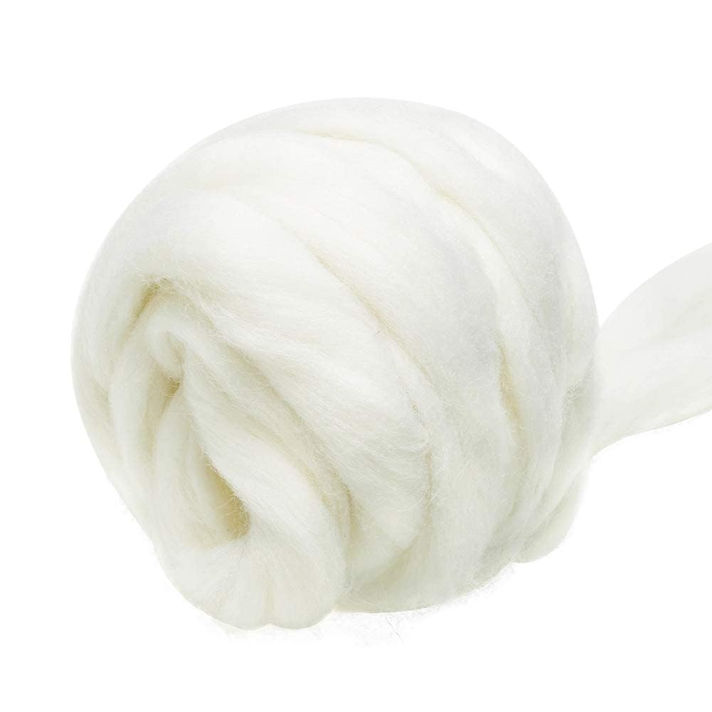 3.53oz Needle Felting Wool Roving for Needle Felting White Felting Wool | Wool R