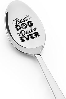 Dad Spoon Gifts from Daughter Son, Funny Best Dog Dad Ever Spoon for Doggie Daddy Birthday Fathers Day Gift for Daddy Father Engraved Stainless Steel