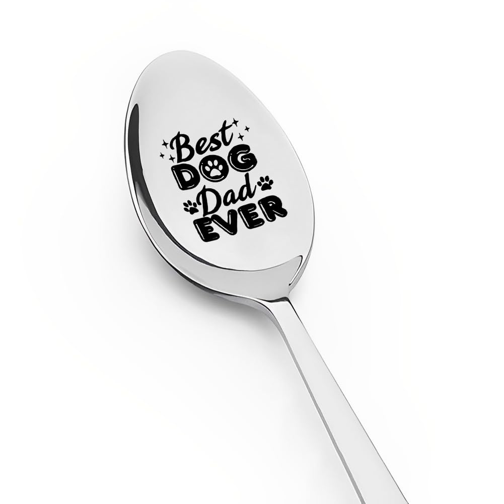 Dad Spoon Gifts from Daughter Son, Funny Best Dog Dad Ever Spoon for Doggie Dadd