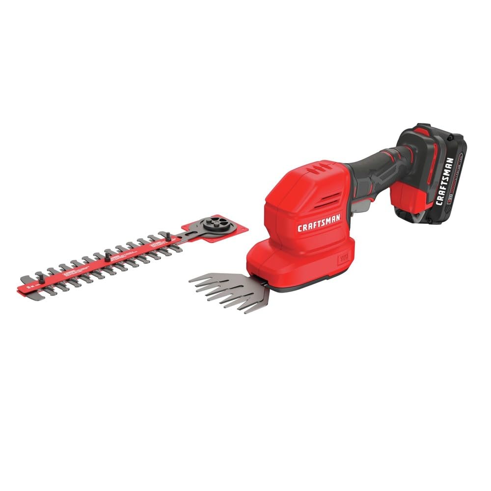 Craftsman CMCSS800C1R V20 2-in-1 Lithium-Ion Cordless 8 in. Hedge Trimmer and 4 