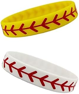 Zian Baseball Softball Silicone Wristband Bracelets Sports Stitch Rubber Bracelets for Men for Women Team Spirit Party Favors and Gifts