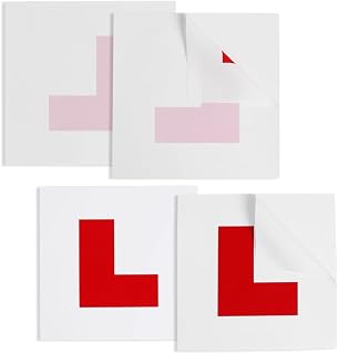 Onarway L Plates 4PCS of 2 Self Adhesive L Sticker & Electrostatic L Plates | New Drivers Learner Plates for Car Window, No Fading No Blow off Easy to Move without Scratching