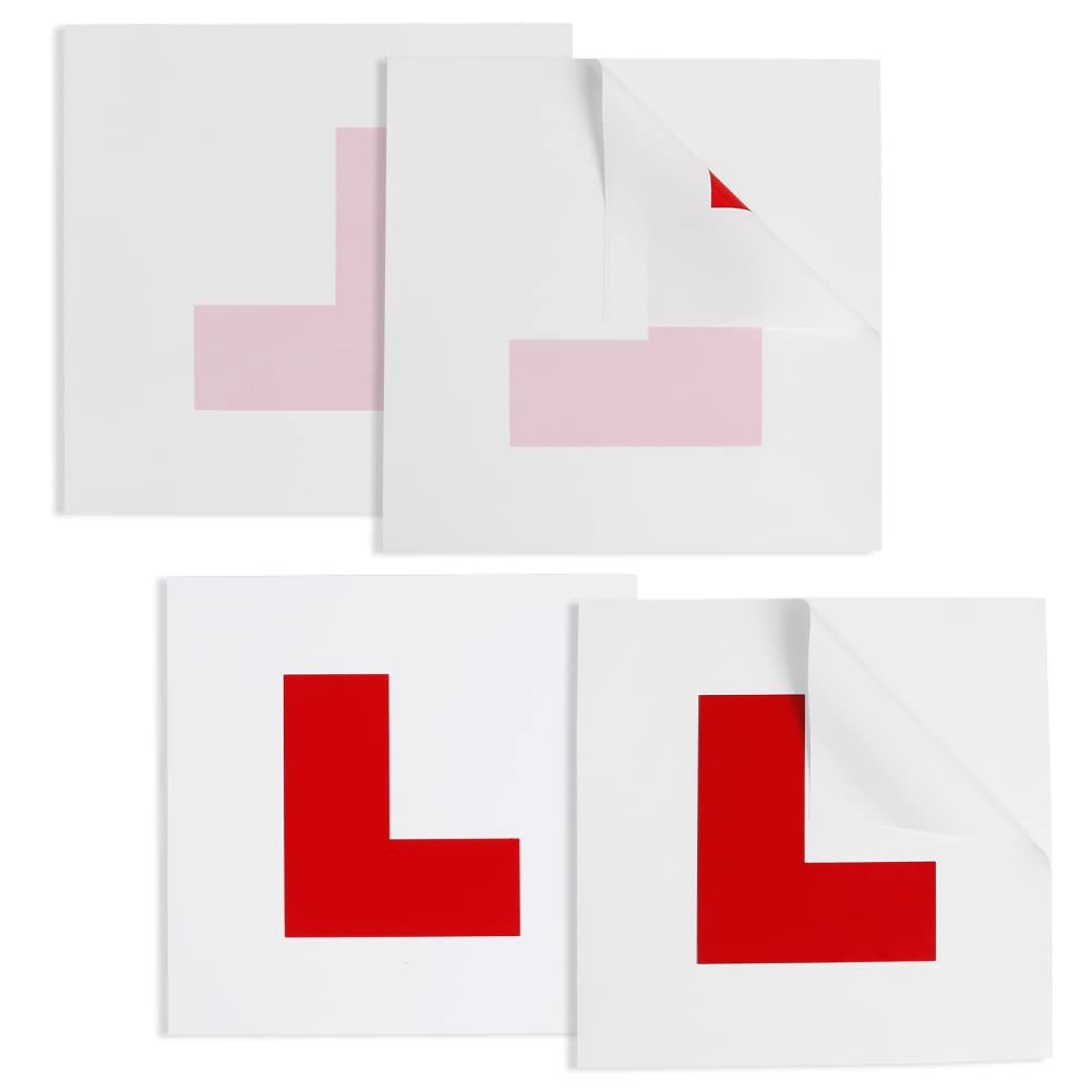 Onarway L Plates 4PCS of 2 Self Adhesive L Sticker & Electrostatic L Plates | Ne