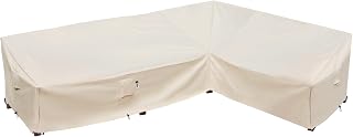 Heavy Duty Outdoor Sectional Sofa Cover, 115"X83" L-Shaped Waterproof 600D Patio Sectional Couch Cover, Lawn Patio Furniture Cover (Natural Beige, L-Shaped-Right Facing-115 x83)