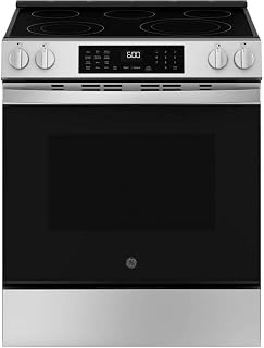 GE 30 in. 5 Burner Element Smart Slide-in Electric Convection Range in Stainless w/EasyWash Oven Tray & No-Preheat Air Fry