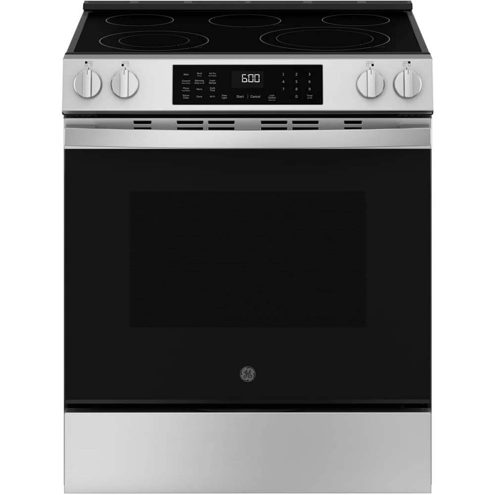 GE 30 in. 5 Burner Element Smart Slide-in Electric Convection Range in Stainless