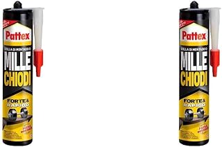 Pattex Millechiodi Forte & Rapido Extra Strong Mounting Adhesive Replaces Screws and Holes on the Wall, White Adhesive with Suction Cup Effect in Cartridge Format, 1 x 400 g, Pack of 2