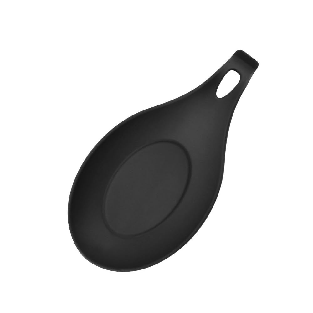 Generic Silicone Spoon Rest - Black Kitchen Bench Stand for Spoon Heat Resistant
