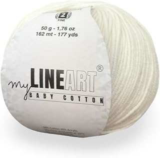 Baby Cotton Yarn, 55% Cotton 45% Acrylic, Fine (2) for Crochet and Knitting 1.76 Oz (50g) / 177 Yrds (162m), Soft Yarn, Amigurumi Yarn