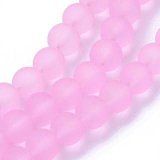 About 80 Strands Round Frosted Glass Beads, 10mm Pink Crystal Loose Beads for Jewelry Making, Bulk for Necklace Bracelet Earrings and Crafts, Hole:1.3~