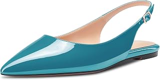 HDEUOLM Women's Flat Shoes Low Kitten Heel Lace Pumps Slip-on Slingback Office Shoes Party Dress