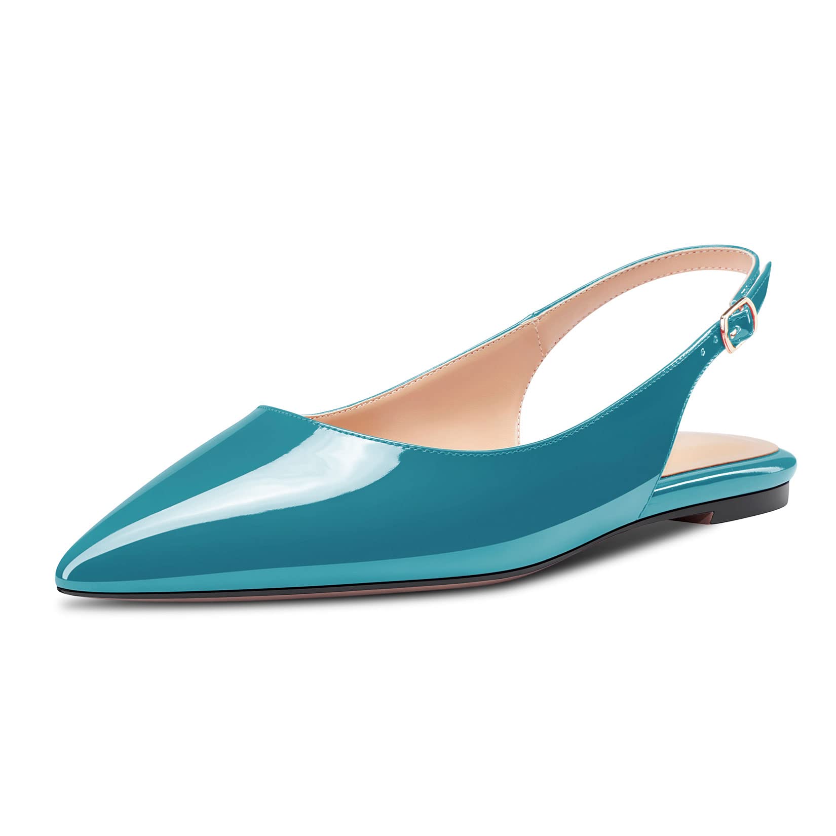 HDEUOLM Women's Flat Shoes Low Kitten Heel Lace Pumps Slip-on Slingback Office S