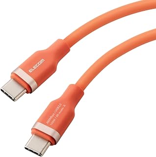 Elecom MPA-CCECSS03DR USB Type C Cable, 0.3 m, Short, 100 W, PD Compatible, Fast Charging, Silicone Material, Smooth, Soft, Compatible with MacBook/iPad/Galaxy/Android Smartphones, Tablets, etc