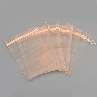 100pcs Organza Jewelry Pouches, 9 x 12 cm, Clear Gift Bags for Wedding Favors, Papaya, Whisk, Drawstring Candy Bags for Christmas, Mother's Day, Birthday, Party
