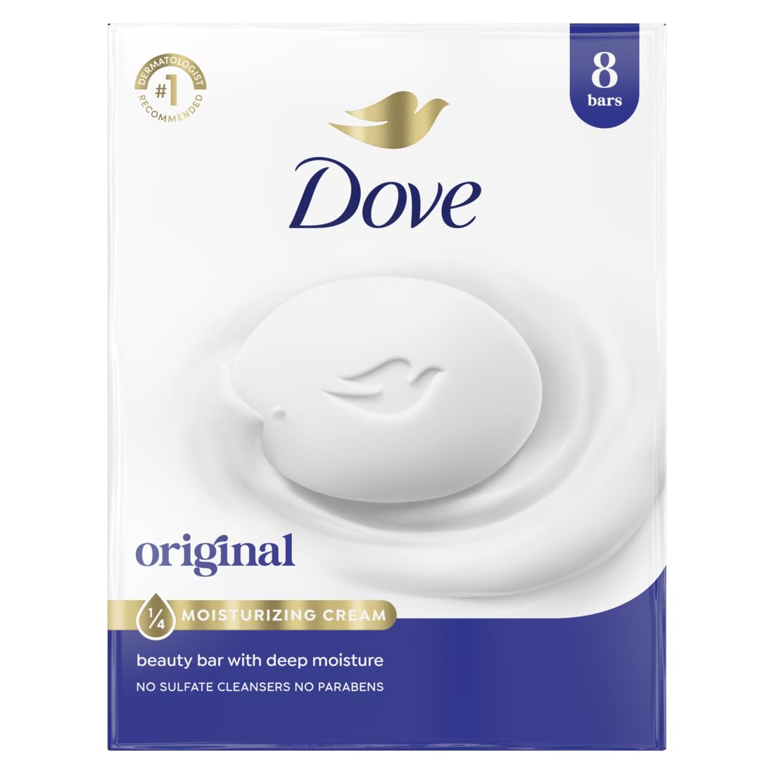 Dove Beauty Bar Soap Original 8 Count for Soft, Smooth Skin, with 1/4 Moisturizi