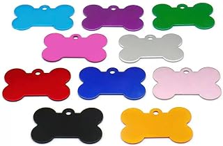 Dog Cat ID Tags in 10 Colors, Customized Pet Name Tags - Personalized Dog and Cat Tags up to 4 Lines of Customized Text on Back
