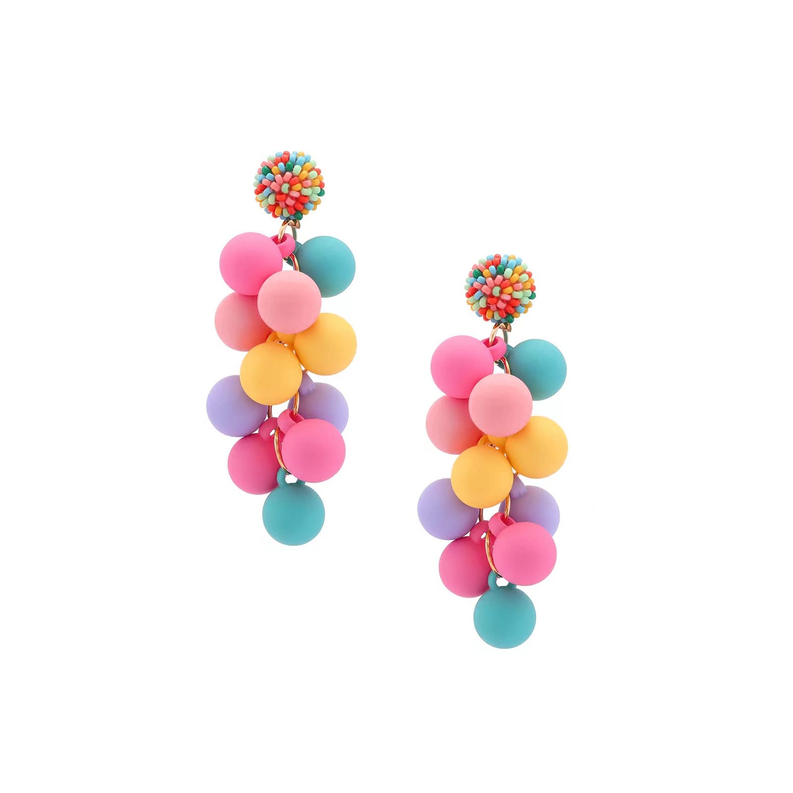 Acrylic ball Beads Dangle Earrings for Women,Colorful Statement Earring Cute Can