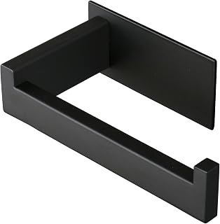Toilet Paper Holder, Self Adhesive Tissue Holder Stainless Steel Rustproof Paper Roll Holder, No Drilling Easy to Install, Toilet Paper Rack Suitable for Office, Bathroom (Matte Black)