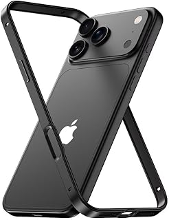 kusley Case for iPhone Air, Aluminum Metal Bumper Frame with Soft TPU Inner Lining, Open Back Minimalist Lightweight Phone Cover, Heat Dissipation Design, Slim Edge Protection,Black