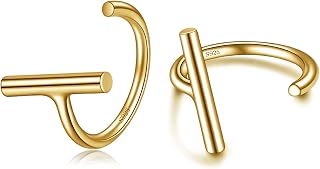 CHIC & ARTSY Huggie Earrings for Women 925 Sterling Silver Half Hoop Earrings - Hypoallergenic Small Ball, Bar, Star, Moon, Heart, Cross, Dot, Triangle - High Polished Huggy Hoop Earrings for Women