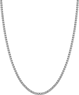 U7 Flat Box Link Chain Necklace for Men, 2/4/6/8mm Stainless Steel Chain